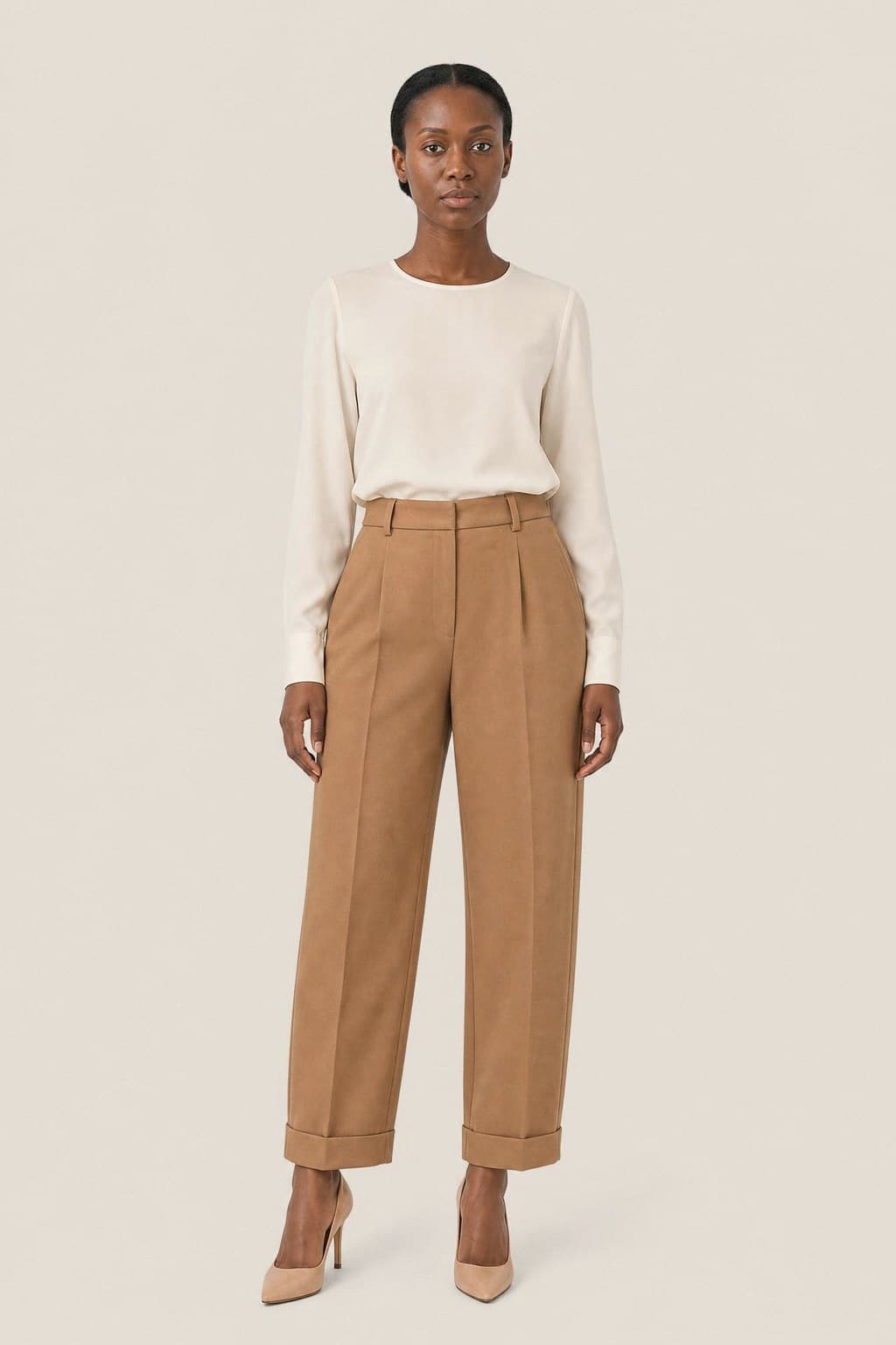 Salma — Pleated Barrel-Leg Trouser