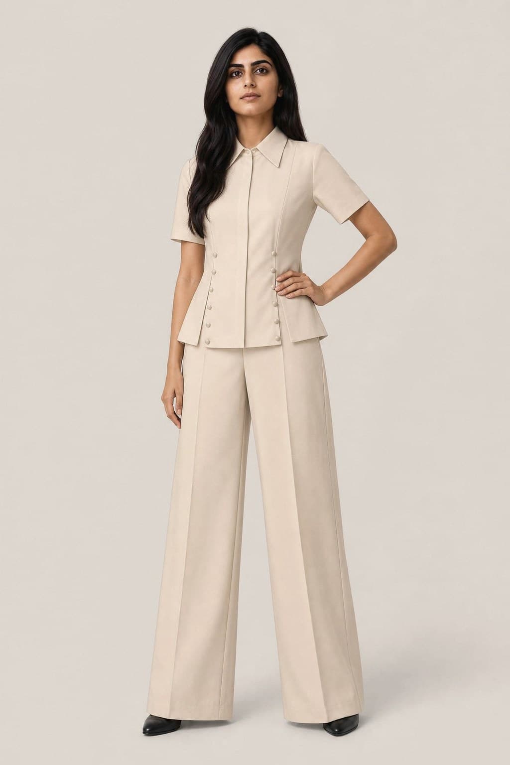 Hessa — Princess-Seam Button Top