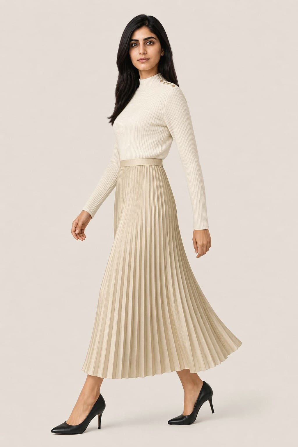 Maitha — Ribbed Mock-Neck Top